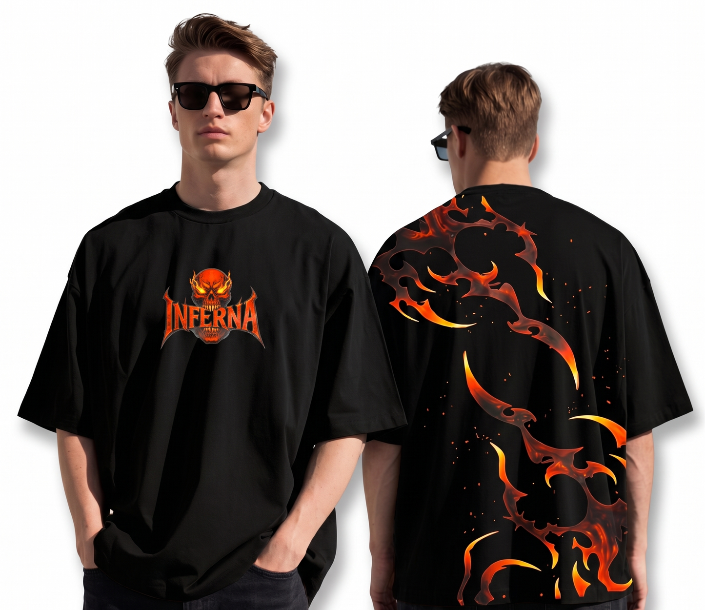 "INFERNA" Oversized T-shirt- Black