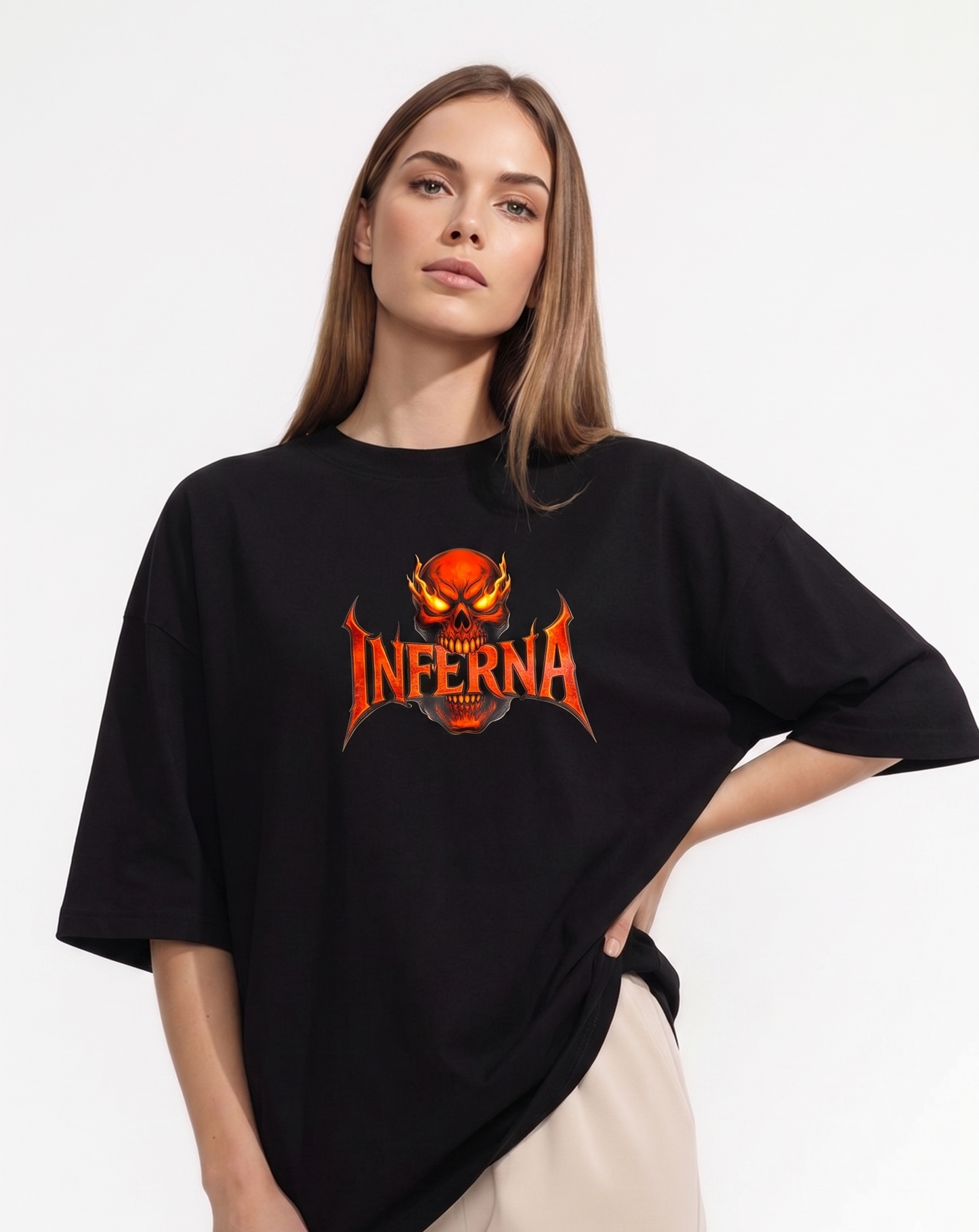 "INFERNA" Oversized T-shirt- Black