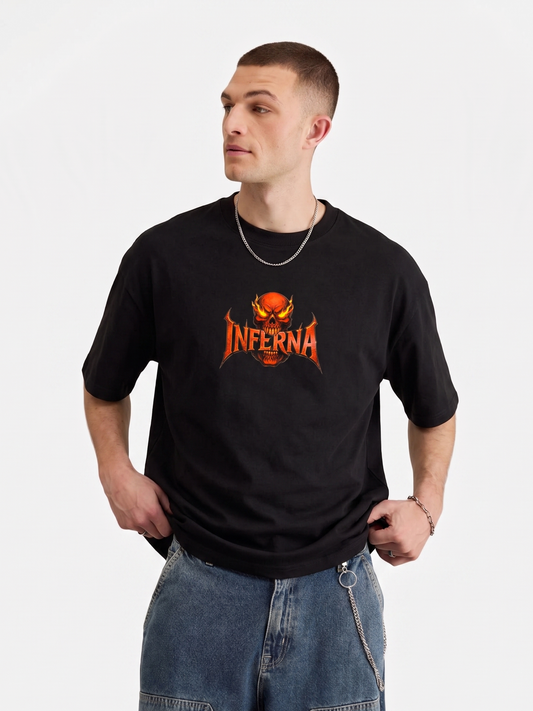 "INFERNA" Oversized T-shirt- Black