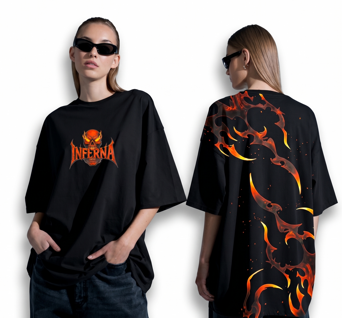 "INFERNA" Oversized T-shirt- Black