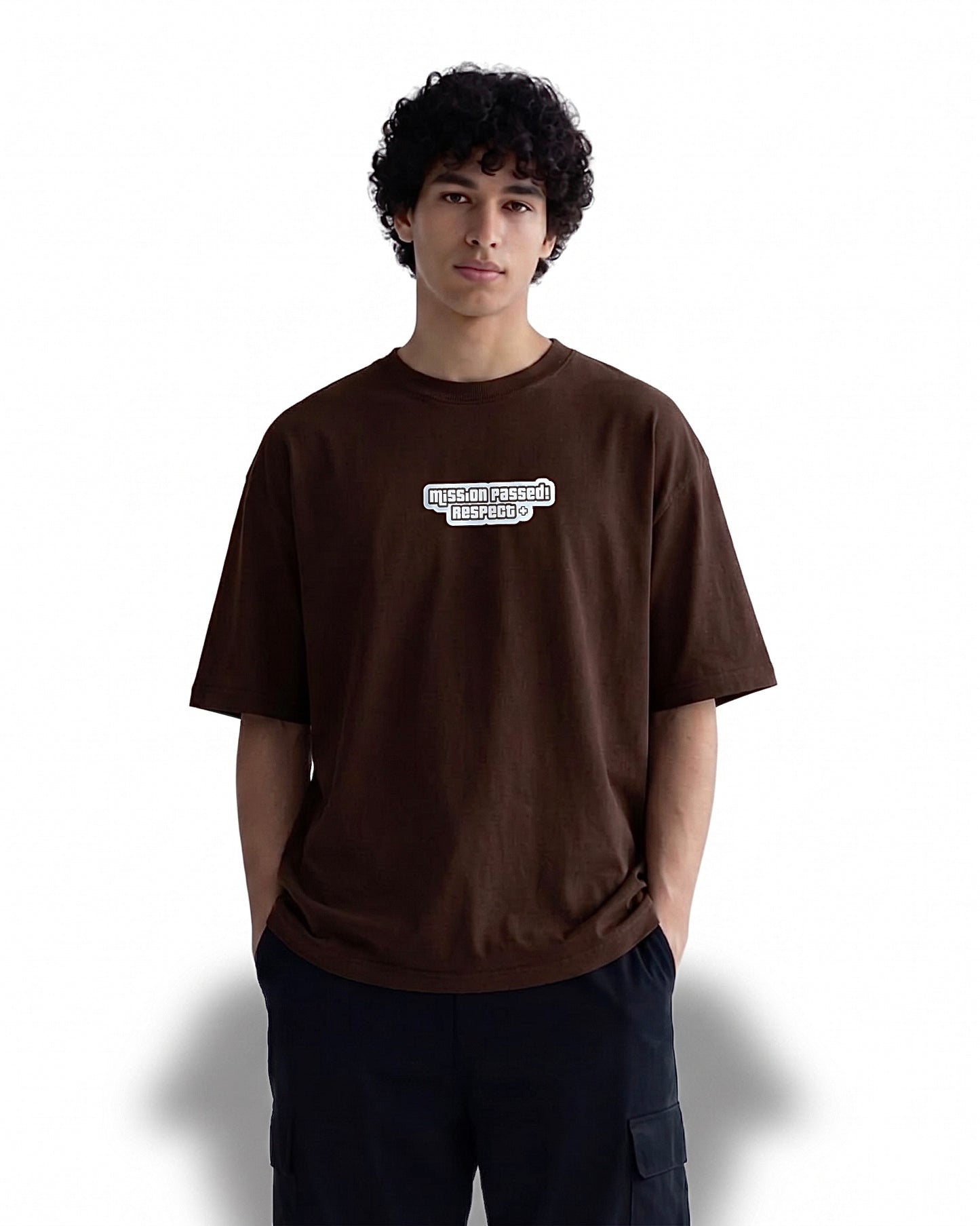 "SAN ANDREAS" Oversized T-Shirt- Brown